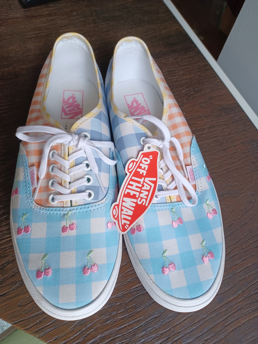 Vans Cherry Gingham Authentic Sneakers - Pastel Blue & Peach